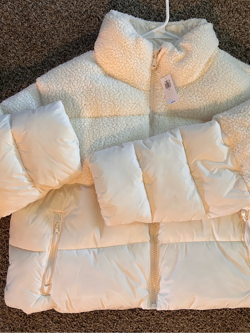 Old Navy Cream Sherpa & Puffer Jacket